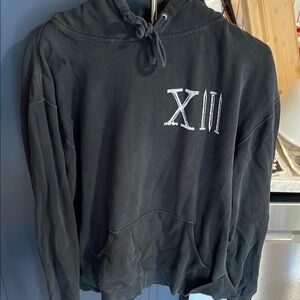 Sworn In official band- death card hoodie with XIII graphic front/flower back